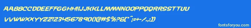 Wickermansuperital Font – Yellow Fonts on Blue Background