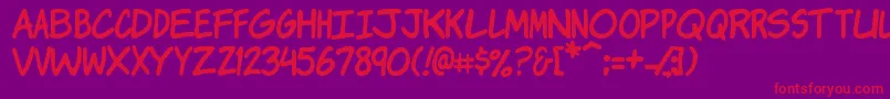 KOMIKJ  -Schriftart – Rote Schriften auf violettem Hintergrund