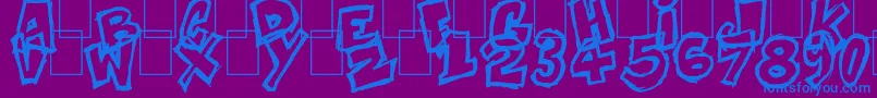 Шрифт Komikoz – синие шрифты на фиолетовом фоне