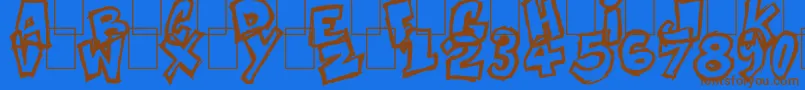Komikoz Font – Brown Fonts on Blue Background