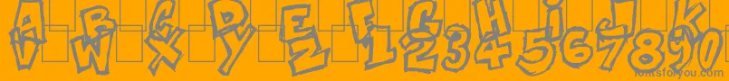 Komikoz-Schriftart – Graue Schriften auf orangefarbenem Hintergrund