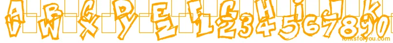 Komikoz-Schriftart – Orangefarbene Schriften auf weißem Hintergrund