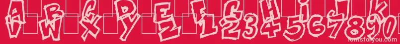 Komikoz-fontti – vaaleanpunaiset fontit punaisella taustalla