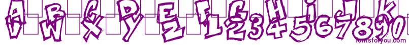 Komikoz-fontti – violetit fontit valkoisella taustalla