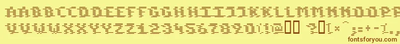 フォントKOMOD    – 茶色の文字が黄色の背景にあります。