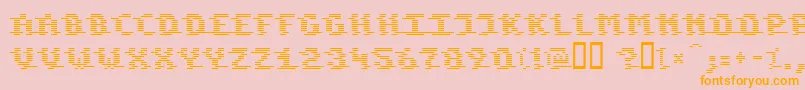 フォントKOMOD    – オレンジの文字がピンクの背景にあります。
