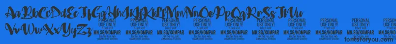 Kompar Black PERSONAL USE ONLY Font – Black Fonts on Blue Background