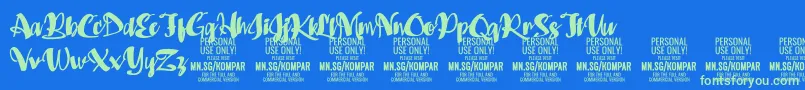 Kompar Black PERSONAL USE ONLY Font – Green Fonts on Blue Background