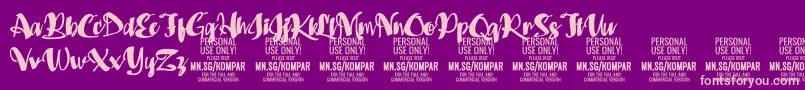 Kompar Black PERSONAL USE ONLY Font – Pink Fonts on Purple Background