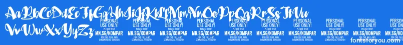 Kompar Black PERSONAL USE ONLY Font – White Fonts on Blue Background