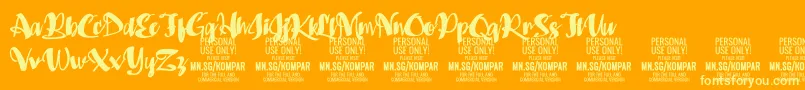 Kompar Black PERSONAL USE ONLY-Schriftart – Gelbe Schriften auf orangefarbenem Hintergrund
