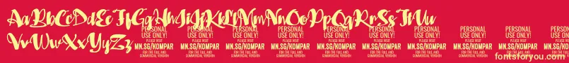 Kompar Black PERSONAL USE ONLY Font – Yellow Fonts on Red Background