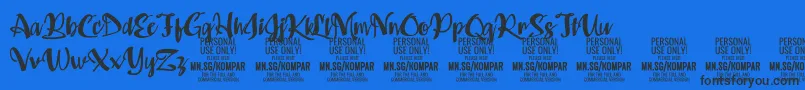 Kompar Bold PERSONAL USE ONLY-Schriftart – Schwarze Schriften auf blauem Hintergrund