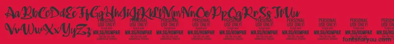 フォントKompar Bold PERSONAL USE ONLY – 赤い背景に黒い文字