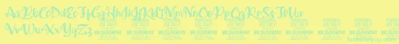 Kompar Bold PERSONAL USE ONLY Font – Green Fonts on Yellow Background