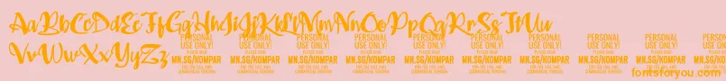 Fonte Kompar Bold PERSONAL USE ONLY – fontes laranjas em um fundo rosa