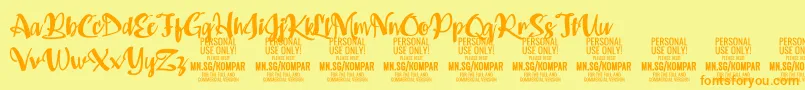 Fonte Kompar Bold PERSONAL USE ONLY – fontes laranjas em um fundo amarelo