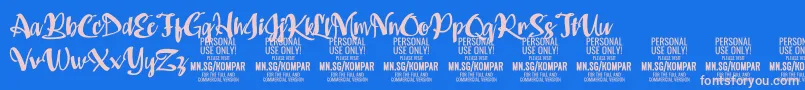 Kompar Bold PERSONAL USE ONLY-Schriftart – Rosa Schriften auf blauem Hintergrund