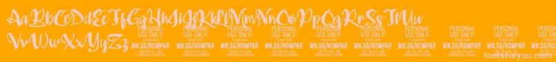 Czcionka Kompar Bold PERSONAL USE ONLY – różowe czcionki na pomarańczowym tle