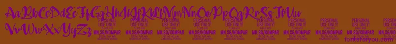 Kompar Bold PERSONAL USE ONLY Font – Purple Fonts on Brown Background