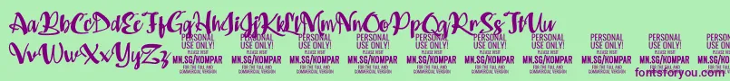 Kompar Bold PERSONAL USE ONLY Font – Purple Fonts on Green Background