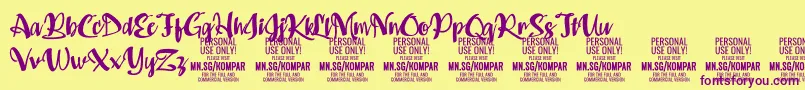 Kompar Bold PERSONAL USE ONLY Font – Purple Fonts on Yellow Background