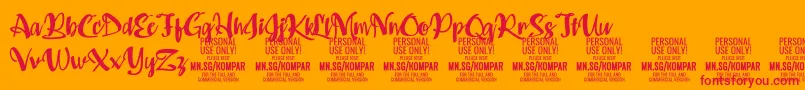 フォントKompar Bold PERSONAL USE ONLY – オレンジの背景に赤い文字