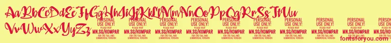 フォントKompar Bold PERSONAL USE ONLY – 赤い文字の黄色い背景