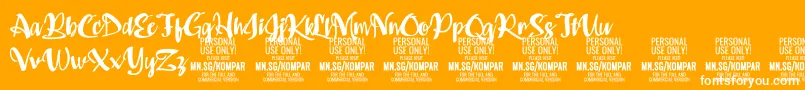 Kompar Bold PERSONAL USE ONLY-Schriftart – Weiße Schriften auf orangefarbenem Hintergrund