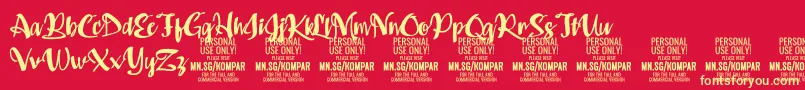 Kompar Bold PERSONAL USE ONLY Font – Yellow Fonts on Red Background
