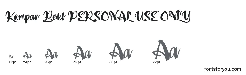 Размеры шрифта Kompar Bold PERSONAL USE ONLY