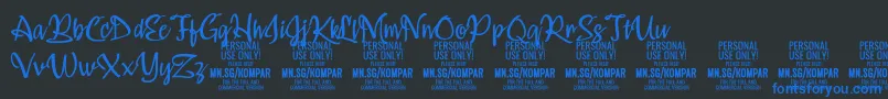 Kompar Light PERSONAL USE ONLY Font – Blue Fonts on Black Background