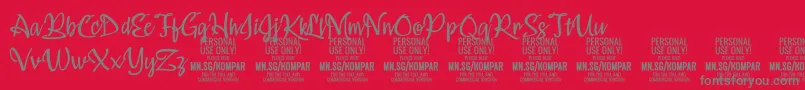 Kompar Light PERSONAL USE ONLY Font – Gray Fonts on Red Background