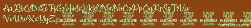 Kompar Light PERSONAL USE ONLY Font – Green Fonts on Brown Background