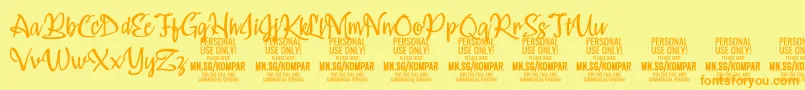 Шрифт Kompar Light PERSONAL USE ONLY – оранжевые шрифты на жёлтом фоне