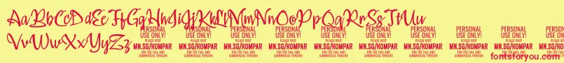 Kompar Light PERSONAL USE ONLY Font – Red Fonts on Yellow Background