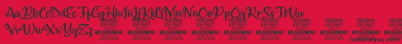 フォントKompar Medium PERSONAL USE ONLY – 赤い背景に黒い文字