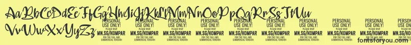 Kompar Medium PERSONAL USE ONLY-Schriftart – Schwarze Schriften auf gelbem Hintergrund