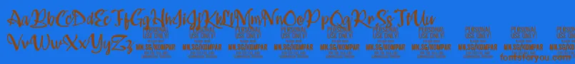 Kompar Medium PERSONAL USE ONLY-Schriftart – Braune Schriften auf blauem Hintergrund