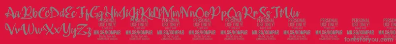 Fonte Kompar Medium PERSONAL USE ONLY – fontes cinzas em um fundo vermelho