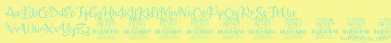 Kompar Medium PERSONAL USE ONLY Font – Green Fonts on Yellow Background