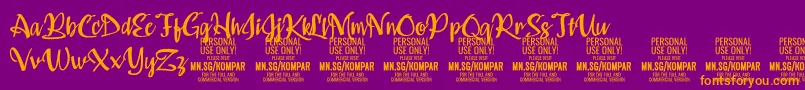 Czcionka Kompar Medium PERSONAL USE ONLY – pomarańczowe czcionki na fioletowym tle