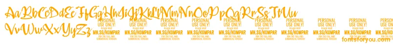 Kompar Medium PERSONAL USE ONLY-Schriftart – Orangefarbene Schriften auf weißem Hintergrund