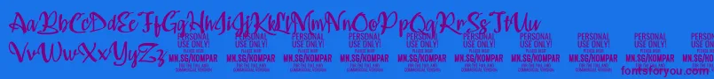 Kompar Medium PERSONAL USE ONLY-Schriftart – Violette Schriften auf blauem Hintergrund