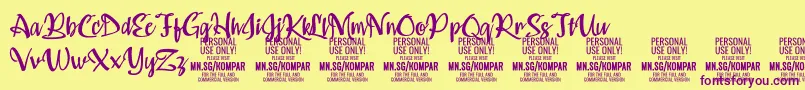 Kompar Medium PERSONAL USE ONLY Font – Purple Fonts on Yellow Background