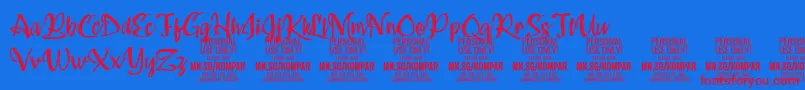 Kompar Medium PERSONAL USE ONLY Font – Red Fonts on Blue Background