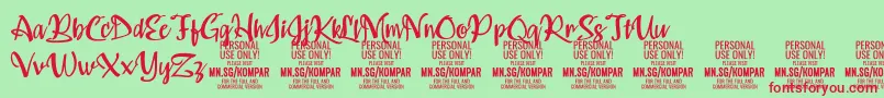 Kompar Medium PERSONAL USE ONLY-Schriftart – Rote Schriften auf grünem Hintergrund
