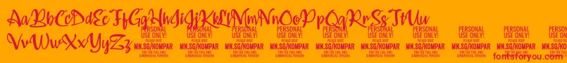 Czcionka Kompar Medium PERSONAL USE ONLY – czerwone czcionki na pomarańczowym tle