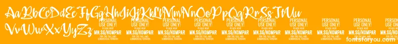 Kompar Medium PERSONAL USE ONLY-Schriftart – Weiße Schriften auf orangefarbenem Hintergrund