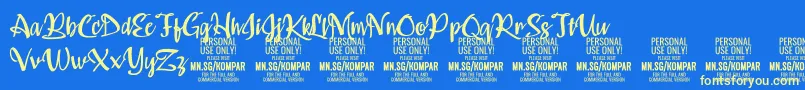 Kompar Medium PERSONAL USE ONLY Font – Yellow Fonts on Blue Background